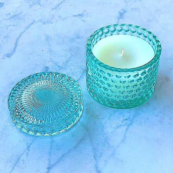 SUSAN JACOBS NEW YORK CANDLE PEACOCK LILYY NEW 1 WICK PEACOCK GREEN CRYSTAL - Picture 3 of 4